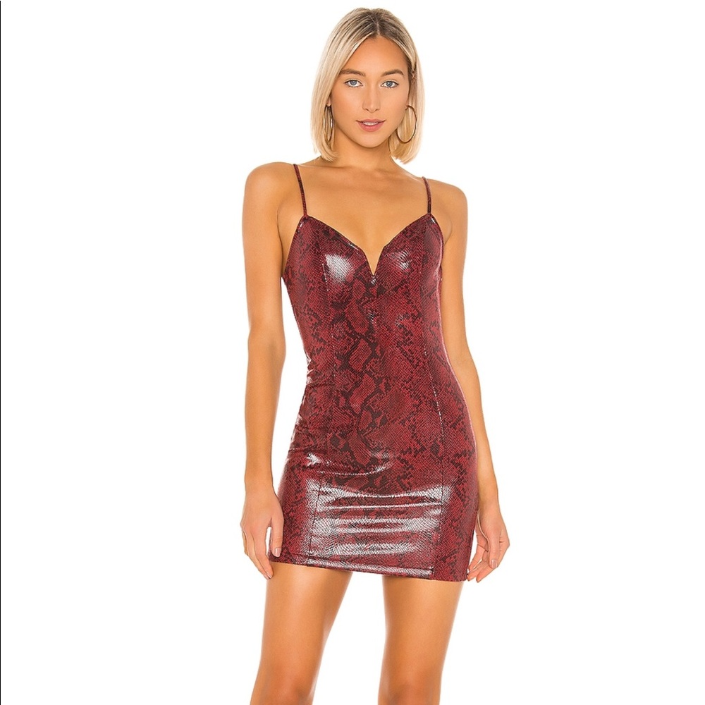 ASTR The Label “Come Slither” Faux Leather Dress